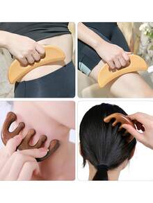 Zestaw drewnianych narzędzi do masażu 6 w 1, narzędzie do masażu z drenażem limfatycznym, ręczne narzędzie do masażu nóg, talii, ramion, rąk i pleców, wałek do masażu całego ciała, odpowiedni do domu, biura, szkoły, podróży i na prezenty świąteczne