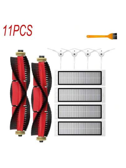 11 Pack Accessories Kit Roborock E2 E3 E4 E5 S5 S50 S51 S55 S6 S60 Pure Stofzuiger Cleaner, Includes Main Brushes, Side HEPA Filters, Cleaning Tool Xiaomi Robot 1S SDJQR01RR SDJQR02RR SDJQR03RR