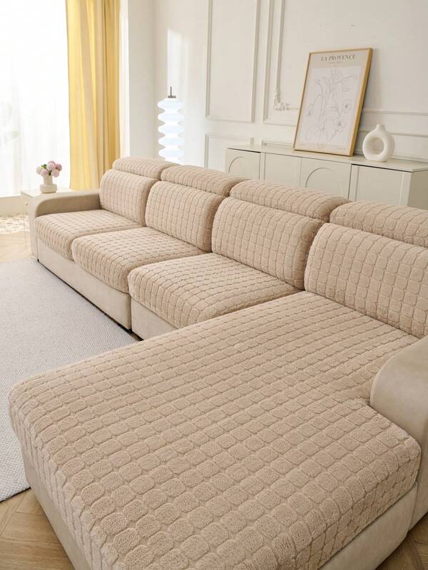 1pc Soft Flannel Plaid Sofa Cover, Warm & Skin-Friendly High-Quality Fabric, Luxurious Minimalist Sofa Decor, Autumn/Winter Sofa Protector Slipcover For 1-4 Seater Sofa, L-Shaped Sofa, Living Room, Bedroom, Comfortable, Party, Club, Office