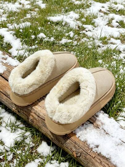 女士雪地靴，冬季保暖内衬，室内外皆宜，纯色雪地靴，女士冬季靴，EVA材质，轻便舒适，1.8英寸厚实底防滑，毛绒保暖无异味雪地靴，毛绒拖鞋，女士拖鞋，冬季拖鞋，室内静音平底防滑保暖内衬拖鞋，黑色拖鞋，女士拖鞋，女士室内拖鞋