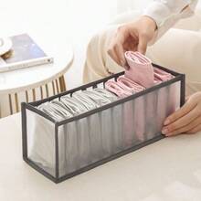 Space-Saving Underwear Storage Box - Divided Grid Drawer Organizer For Bras, Socks, Panties & Lingerie, Foldable Household Organizing Artifact, Stackable Closet Bins For Women's Wardrobe Organization - 灰色11格-1PC - 查看 1