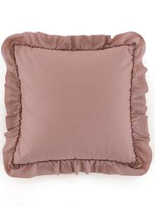 1pc Romantic French Style Ruffled Quilted Envelope Without Filler, Chic Romantic Decorative Throw Pillowcase For Bedroom/Dorm/Sofa/Couch, Gift For Lover, Friend. Machine Washable. Oeko-Tex Certified. Pink - Pink - View 9