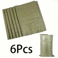 3/6 Pcs Reusable Green PP Woven Bags - Heavy-Duty Multipurpose Stackable Design For Space Saving, Suitable For Construction Waste Removal, Crop Transport, Sandbagging, Shipping, Handling, Grain Storage, Uncoated Materials | Textured Surface | Reusable Bags