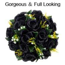 6pcs Artificial Flowers Silk Rose Flowers For Wedding Centerpiece Party Birthday Anniversary Floral Arrangement Decorations - 6 Pieces - Black - View 6
