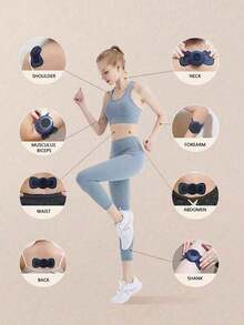 Rechargeable Portable Mini Neck Massager, Electric Neck Massage Pad, Relieve Shoulder & Neck Stress, EMS Microcurrent Neck Massage Patch, 8 Modes And 19 Intensities - Blue - View 4