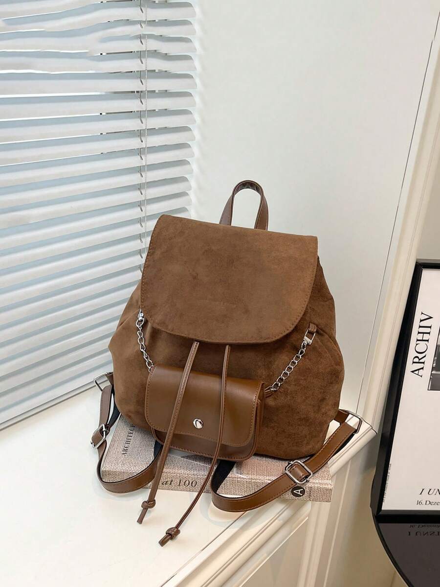Casual Retro Suede Backpack, 2025 Autumn/Winter New Versatile Small Backpack For Traveling