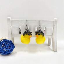 1对创意可爱卡通鸭子耳环，清新搞笑耳环，动物创意吊坠耳环 - 眼鏡鴨 - 查看 4