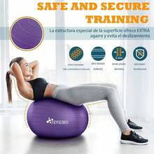 Pelota de Pilates Pelota de Ejercicio para Yoga, Embarazo, Abdominales y Ejercicios Básicos - Incluye Bomba de Aire - Morado - Ver 4