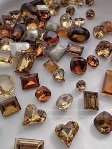 30pcs K9 Maillard Manicure Rhinestones, Light Smoky Yellow High-Quality Pointed Bottom Rhinestones, Vintage Sparkling Autumn/Winter Nail Art Decorations, Nail Jewelry, Autumn/Winter Trending Square Sugar Nail Crystals Nails Nail Supplies - Coffee Brown - View 7