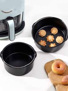 1个/2个圣诞新款蛋糕模具烘焙工具，圆形空气炸锅厨房配件，圣诞装饰厨房小工具烹饪6/7/8英寸厚不粘烘焙蛋糕篮，蛋糕制作的好帮手。 - 黑色氣炸鍋提籃 - 查看 4