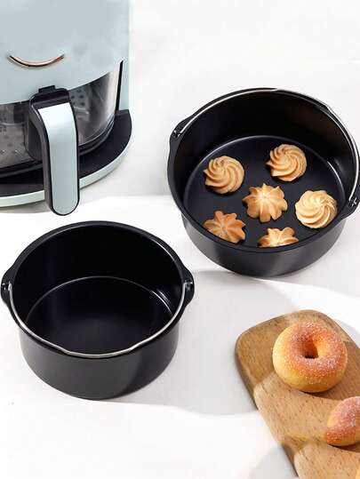 1pc/2pcs Christmas New Cake Mold Baking Tool, Round Air Fryer Kitchen Accessory, Christmas Decor Kitchen Gadget Cooking 6/7/8 Inch Thick Non-Stick Baking Cake Basket, Great Helper For Cake Making.