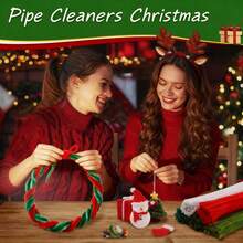 500 piezas de limpiapipas verdes a granel, set de 5 colores de limpiapipas para manualidades, 12 pulgadas de 5 colores surtidos de tallos de chenilla esponjosos, decoraciones de artes y manualidades suaves, cosas creativas y divertidas, tallos de chenilla para proyectos de manualidades y artes DIY (colores navideños) - Multicolor - Ver 8