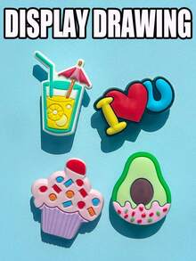 20 Pieces Of The Summer Fresh And Light Series, Summer-Themed PVC Wall Decorations, Colorful Shoe Bag DIY Accessories, Fashionable Accessories And Handicrafts - Bright Mixed Colors And Interesting Designs Featuring Cakes, Lollipops, Beverages, Avocados And Tropical Patterns - Birthday Party Gifts, DIY Handicrafts, Colorful Shoe Accessories For Bracelets And Pendants | Colorful Shoe Decorations | Glossy Surface