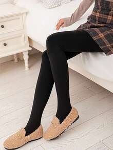 Thicken Thermal Tights Tights Women Pantyhose Warm Winter Fleece Velvet Thermo Stockings High Waist Elastic Slim Sexy Translucent Pantyhose Tights Underwear, Cozy - Black - View 5