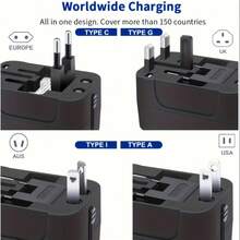 通用旅行适配器，双USB接口，110V-240V输入，欧规/美规/英规/澳规插头，带浪涌保护，适用于150多个国家，商务旅行必备 - 英規插(220-240V) - 查看 6