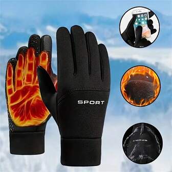 1 Par de Guantes de Invierno para Hombre para Exteriores - Compatibles con Pantalla Táctil, Cierre de Cordón Ajustable, Mezcla de Nailon y Poliéster Transpirable, Ideal para Deportes, Ciclismo y Esquí, Equipo de Deportes de Invierno | Guantes Ajustables | Guantes Duraderos, Guantes de Motocicleta para Mujer, Guantes de Invierno para Hombre, Guantes para Clima Frío, Guantes de Ciclismo, Guantes de Equitación para Mujer/Hombre, Guantes de Motocicleta para Hombre, Guantes para Hombre, Guantes de Pesca, Guantes