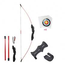 1 Set Outdoor Archery Recurve Bow Kit, Includes Target Paper + Arm Guard + Finger Tab, Archery Practice & Competition Equipment, Great Gift For Family And Friends
