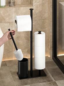 1pc Modern Freestanding Toilet Paper Holder - No-Drill Installation, Heavy-Duty Metal, Freestanding Bathroom Toilet Paper Dispenser With Over-The-Toilet Placement, Space-Saving Design For Small Bathrooms - Nordic Style Minimalist Design - Holds Toilet Roll, Toilet Paper Holder For Bathroom, Toilet Paper Storage, Bathroom Decor, Toilet Paper Holder Unique,