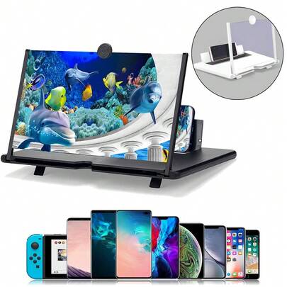 12-Inch 3D Smartphone Screen Magnifier With Adjustable Stand - Waterproof Desktop Amplifier For Enhanced Viewing Experience, Phone Magnifier Screen