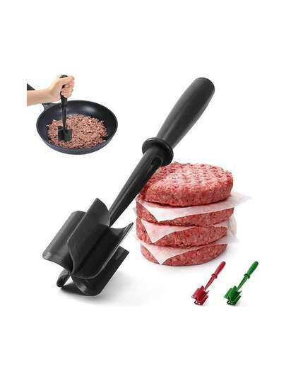 1pc Meat Grinder - Meat And Potato Salad Heat-Resistant Nylon Onion Meat Grinder Rice Flour Mixer Non-Stick Meat Grinder, Easy To Stir, Convenient To Use And Cuts Quickly, Perfect For Making Corn Cakes, Hamburgers And Sauces. Ergonomic Anti-Slip Handle, Multi-Functional Kitchen Tool, Easy To Clean And Maintain. Available In Black, Green And Red
