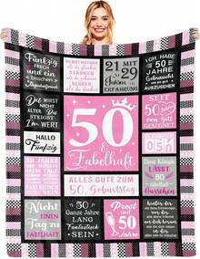 40/50/60. Geburtstag Frau, 40/50/60.TER Geburtstag Frau,150x130CM Geschenke zum 40/50/60 Geburtstag Frauen, Lustige Geburtstagsgeschenk für Frauen 40/50/60 Jahre Mama Oma, Deko 40/50/60 Geburtstagsgeschenk Decke - Pink - Übersicht 13