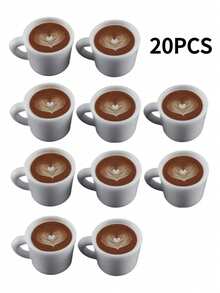 50/40/30/20/10/5/4/3/2件迷你拿铁艺术咖啡杯吊饰3D树脂饮料杯小雕像适用于DIY面包房、咖啡店装饰、家居桌面装饰