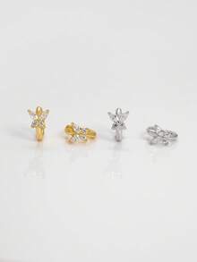 1pc 925 Sterling Silver Cubic Zirconia Butterfly Earring, Gold Butterfly Ear Stud Earring, Suitable For Women's Daily Wear (Sold Individually, Not A Pair) - Butterfly Earrings - View 4