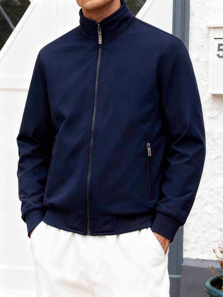 Men's Elegant Quilted Lining Jacket Social Suit Business Jacket, Warm And Thermal Lined, Fall/Winter - Blue - View 3