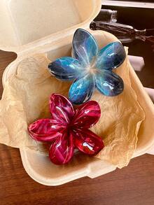 2个装女士简约酒红色渐变亚克力花朵发夹，优雅百搭的日常发饰，适合节日、日常佩戴、返校季、校园生活、大学秋季冬季抓夹式发饰，是女士度假装扮、夏季海滩度假必备单品。 - 彩色 - 查看 5