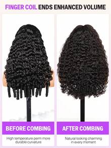 MEGALOOK 水波纹缅甸卷发假发升级版 13x6 三合一™ 无胶假发，发尾采用手指卷曲设计 - 100% 真人发，预剪蕾丝前额，预漂白预拔毛，自然发际线，细小发结，抽绳透气帽，佩戴方便，18-30 英寸自然黑假发 - SNatural - 查看 5