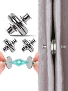 16/24 Pairs Classic Metal Curtain Magnetic Buckle Strap With Rear Nail, Suitable For Home, Bedroom, And Office Curtains - Easy To Install, Tool Free, Reusable - Silver - View 2