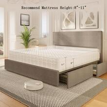Modern Bed Frame, Full/Queen/King Size Platform Bed Frame With 4 Storage Drawers, Upholstered Corduroy Channel Tufted Headboard Bed Frame With Strong Wooden Slat Support, No Box Spring Needed - 棕色-大號 - 查看 7