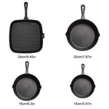 4-teiliges Schwerlast-Grill- & Bratpfannen Gusseisen mit Deckeln, erhöhte Ränder & Abflussöffnungen, gleichmäßige Wärme, spülmaschinenfest für Pfannkuchen/Braten/Burger - Schwarz - Übersicht 7