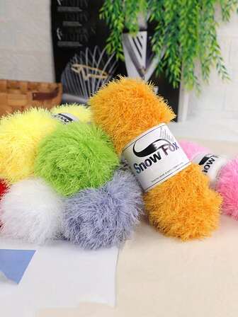1 Pack Faux Fur Yarn, Handmade Eyelash Yarn, Knitting Needles, Feather Fluff Thick Yarn, Suitable For Knitting Jackets, Pajamas, Scarves, Hats, Shawls, Vests, Chunky Yarn, 100% Polyester, Fluffy Texture Yarn, Soft