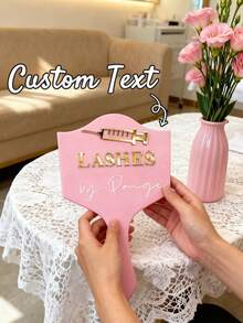 Customized 3D Acrylic Pipette-Shaped Logo Mirror, Acrylic Eyelash Technician Handheld Photo Prop, Eyelash Beauty, Personalized Eyelash Technician Logo, Handheld Eyebrow Mirror - Multicolor - View 2