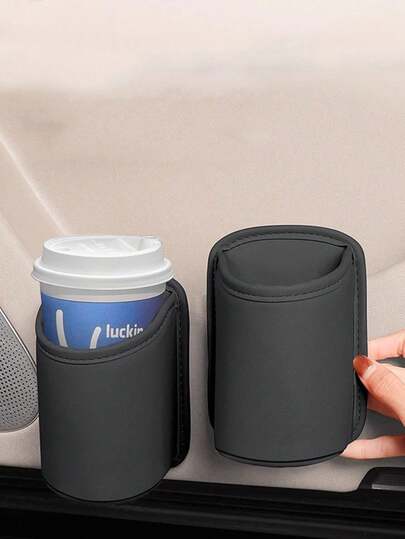 Giá đỡ cốc da cho ghế ô tô đa năng, Giá đỡ cốc cố định trên ô tô, Giá đỡ cốc treo ở lưng ghế bên cửa