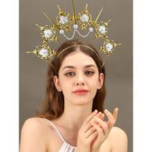 RGT Gold Halo Crown Spiked Crown Headband Sunburst Zip Tie Headpiece Goddess Costume For Wedding Photoshoot Cosplay Pageant Festival Renaissance - Nhiều màu - Xem 3