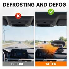 Calentador y Desempañador de Coche Portátil de 12V, Ventilador de Calentamiento y Enfriamiento Rápido de 150W, Calentador de Coche Enchufable para Desempañador de Parabrisas con 360° Calentadores Rotativos para Vehículos, Coches, RV, SUV - Negro - Ver 8