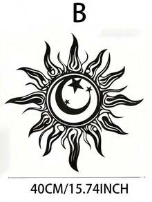 1 件黑色金属太阳、月亮和星星壁饰 - 可轻松悬挂于客厅和户外空间，适合室内/室外，独特的家居装饰，完美的装饰礼物、家居装饰、房间装饰、墙壁装饰 - 黑色 - 查看 8