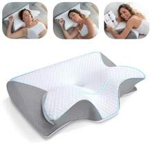 Cervical And Neck Pillow,2 In 1 Removable Ergonomic For Pain Relief,Support For Sleeping,Memory Foam For Side, Back & Stomach Sleepers - Dark Grey - View 2