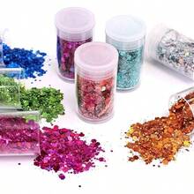 Holographic Chunky Sequins 12 Colors Mixed Laser Cosmetic Glitter Face, Body, Eye, Hair, Nail Art, Lip Gloss - Festival Glitter With Different Hexagon Sizes Metallic Mix - 36 塊狀閃光 A - 查看 3