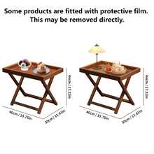 托盘架和折叠桌套装，竹边桌，客厅、后院、露台和庭院餐厅的多功能家具 - 彩色 - 查看 4