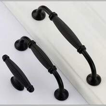 4pcs Antique Metal Cabinet Handles, Black Solid Cupboard Pulls, Kitchen Drawer Knobs For Furniture Hardware Application - Multicolor - View 2