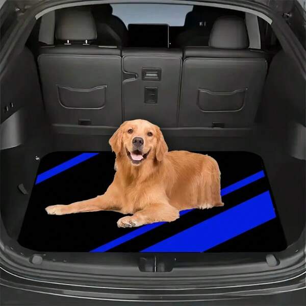 1 Stück Kofferraummatte mit rotem Streifenmuster, weiches Samt Material - modernes minimalistisches Design, geeignet für SUV und Limousine, bietet langanhaltend Schutz für Kofferraumboden und -seiten, Auto-Innenraum Zubehör