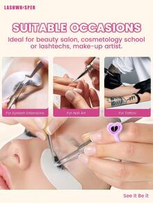 50/100/200/300/500/600/700支装心形睫毛胶收纳盒，睫毛嫁接用品，加厚扇形托盘 - 彩色 - 查看 2