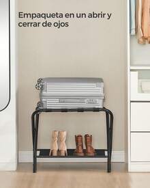 SONGMICS Estante de Equipaje, Juego de 2, Soporte para Maletas con Estante, Dormitorio, Hotel, Soporta hasta 50 kg, 69 x 38 x 52 cm, Negro - Negro - Ver 8