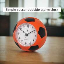 1pc Football Alarm Clock, Silent Movement Desk Clock, 3D Plastic Football Shaped Bedside Clock, Cartoon Cute Student Clock, Suitable For Home, Room, Bedroom Decor