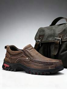 Salkin Luxury Designer Handmade Moccasin Loafers For Men, Casual Leather Shoes, Non-Slip Breathable Driving Shoes, Suitable For Outdoor Walking In Spring, Summer, Autumn,Small Sized - Please Order One Size Up - Coffee Brown - View 4