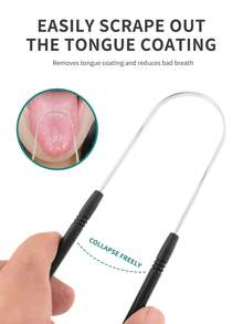 4pcs/1pc Professional Stainless Steel & Plastic Handle U-Shaped Tongue Scraper, Tongue Cleaner, Tongue Brush For Oral Care, Reduce Halitosis, Improve Oral Hygiene, Convenient Oral Care Tool - Multicolor - View 3