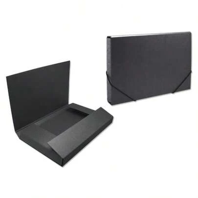  Pasta de projeto Bismark - 350x230x50mm - feita de papelão - fecho elástico - preta